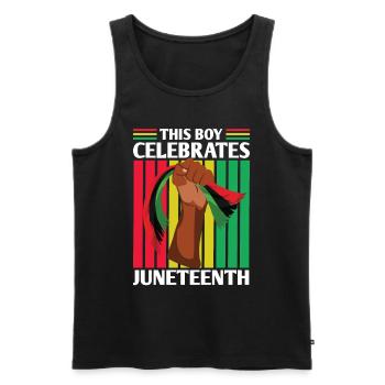 This boy celebrates the Juneteenth 1865 Black - Men's Premium Organic Tank Top - black - Front - AI Model Male 178 light (178cm)
