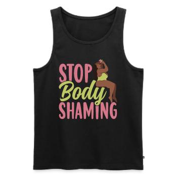 No more body shaming annoying bodyshaming - Men's Premium Organic Tank Top - black - Front - AI Model Male 178 light (178cm)