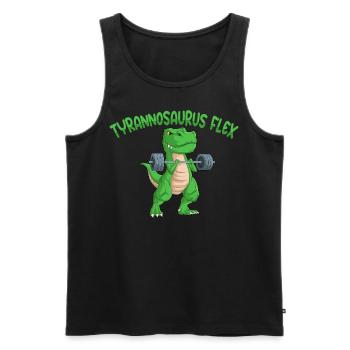 Tyrannosaurus Flex Fitness Gym Weight Training Dino - Men's Premium Organic Tank Top - black - Front - Michal (187cm)