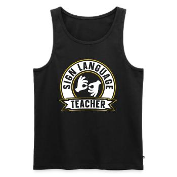 Gebärdensprache Lehrer Awareness Gebärden Gestik - Männer Premium Bio Tank Top - Schwarz - Vorne - Michal (187cm)