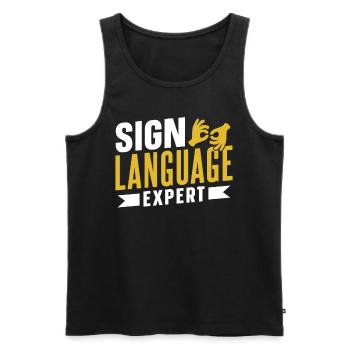 Gebärdensprache Experte Gebärden Gestik Awareness - Männer Premium Bio Tank Top - Schwarz - Vorne - Michal (187cm)