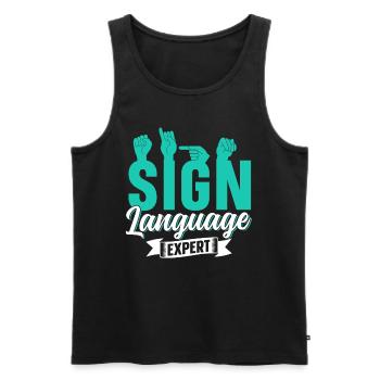 Gebärdensprache Experte Gestik Gebärden Awareness - Männer Premium Bio Tank Top - Schwarz - Vorne - Michal (187cm)