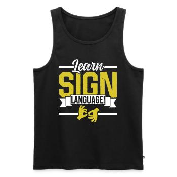 Gebärdensprache Lernen Awareness Gebärden Gestik - Männer Premium Bio Tank Top - Schwarz - Vorne - Michal (187cm)