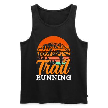 Course en sentier Coureur de trail - Débardeur bio Premium Homme - noir - Devant - AI Model Male 178 light (178cm)