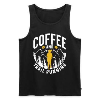 Café et trail running course course de trail running - Débardeur bio Premium Homme - noir - Devant - Michal (187cm)