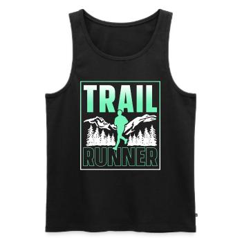 Course de trail Course Course en sentier - Débardeur bio Premium Homme - noir - Devant - AI Model Male 178 light (178cm)