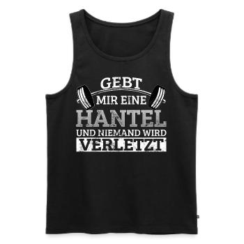 Gebt mir Hantel niemand wird verletzt Gym Spruch - Männer Premium Bio Tank Top - Schwarz - Vorne - Michal (187cm)