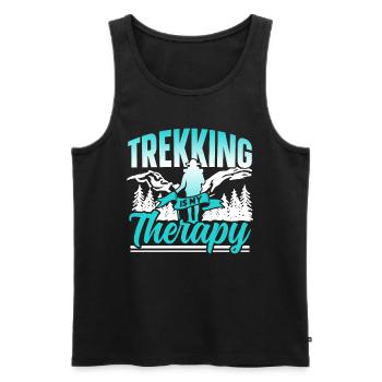 Le trekking est ma thérapie Randonneurs Randonnée - Débardeur bio Premium Homme - noir - Devant - Michal (187cm)