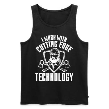 I Work With Cutting Edge Technology - Männer Premium Bio Tank Top - Schwarz - Vorne - Michal (187cm)