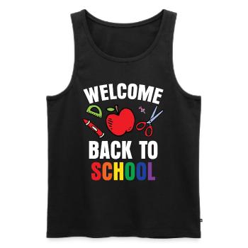 Welcome Back to School Back to School Teachers - Men's Premium Organic Tank Top - black - Front - AI Model Male 178 light (178cm)