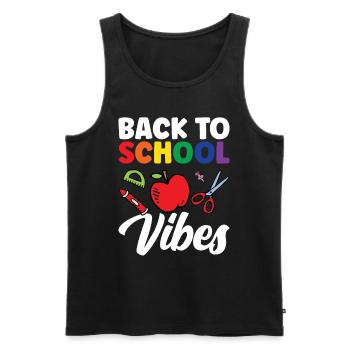 Back to School Vibes Back to School Back to School - Men's Premium Organic Tank Top - black - Front - AI Model Male 178 light (178cm)