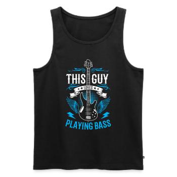 This guy loves to play bass musicians - Men's Premium Organic Tank Top - black - Front - AI Model Male 178 light (178cm)
