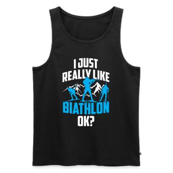 J’aime beaucoup le biathlon biathlète biathlète - Débardeur bio Premium Homme - noir - Devant - Michal (187cm)