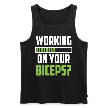 Arbeiten Sie An Ihrem Bizeps Workout Curls Muskeln - Männer Premium Bio Tank Top - Schwarz - Vorne - Michal (187cm)