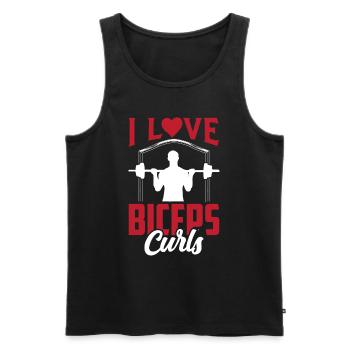 J’adore biceps boucles dictons muscles biceps - Débardeur bio Premium Homme - noir - Devant - Michal (187cm)