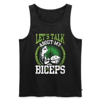 Parlons de mon entraînement de boucles musculaires biceps - Débardeur bio Premium Homme - noir - Devant - Michal (187cm)