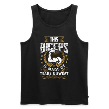 This bicep is made of tears and sweat - Men's Premium Organic Tank Top - black - Front - Michal (187cm)
