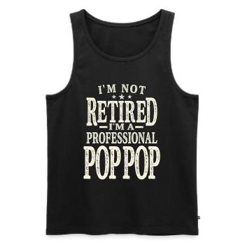 Professional Pop-Pop Not Retired, Just Experienced - Men's Premium Organic Tank Top - black - Front - AI Model Male 178 light (178cm)