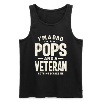Papa Pops und Veteran, nichts macht mir Angst! - Männer Premium Bio Tank Top - Schwarz - Vorne - Michal (187cm)