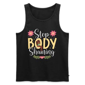 No more body shaming Bodyshaming annoyance - Men's Premium Organic Tank Top - black - Front - AI Model Male 178 light (178cm)