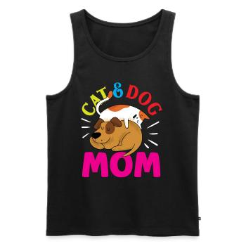 Cat And Dog Mom Girl Cat Lover Dogs - Men's Premium Organic Tank Top - black - Front - Michal (187cm)