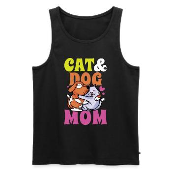 Cat And Dog Mom Girl Dogs Cat Lover - Men's Premium Organic Tank Top - black - Front - Michal (187cm)