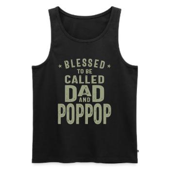 Dad and Pop-Pop - Double Blessing - Father's Day - Men's Premium Organic Tank Top - black - Front - Michal (187cm)