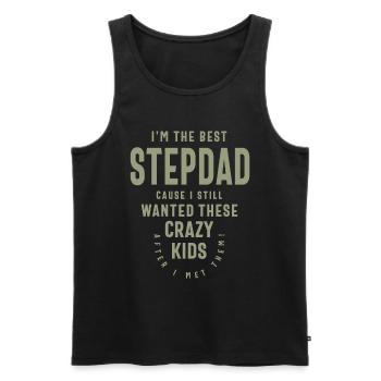 Crazy Kids Step Dad, Still the Best Grandpa - Men's Premium Organic Tank Top - black - Front - Michal (187cm)