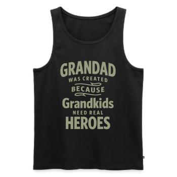 Grand-père - De vrais héros pour les petits-enfants - Fête des pères - Débardeur bio Premium Homme - noir - Devant - AI Model Male 178 light (178cm)