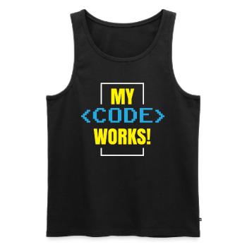 Mein Code Funktioniert Programmieren Coding Coder - Männer Premium Bio Tank Top - Schwarz - Vorne - AI Model Male 178 light (178cm)