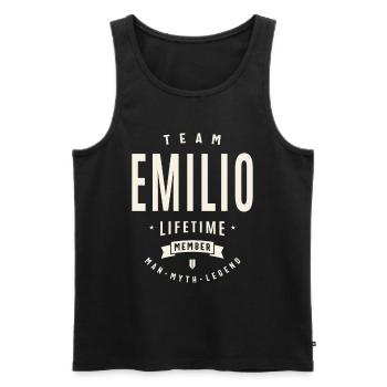 Team Emilio Lebenslanges Mitglied - Männer Premium Bio Tank Top - Schwarz - Vorne - AI Model Male 178 light (178cm)