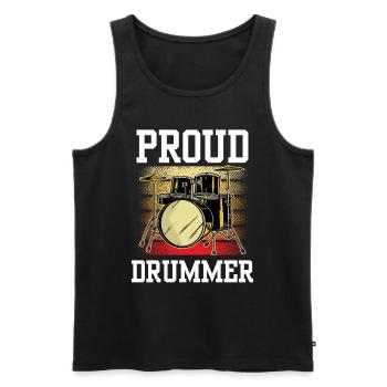 Stolzer Schlagzeuger Schlagzeug Schlagzeugspielen - Männer Premium Bio Tank Top - Schwarz - Vorne - Michal (187cm)