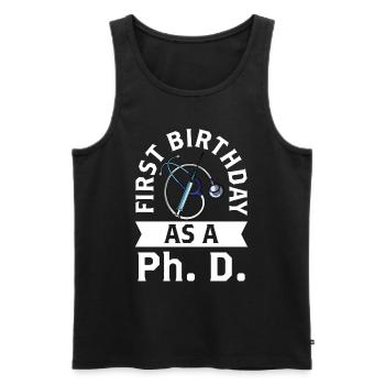 First birthday as a PhD student Pregnant sayings - Men's Premium Organic Tank Top - black - Front - AI Model Male 178 light (178cm)