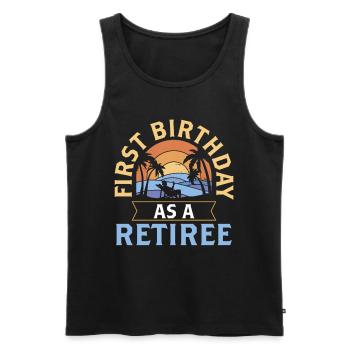 First birthday as a pensioner pensioner pregnant - Men's Premium Organic Tank Top - black - Front - AI Model Male 178 light (178cm)