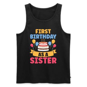 First Birthday As Sister Sayings Pregnant - Men's Premium Organic Tank Top - black - Front - AI Model Male 178 light (178cm)