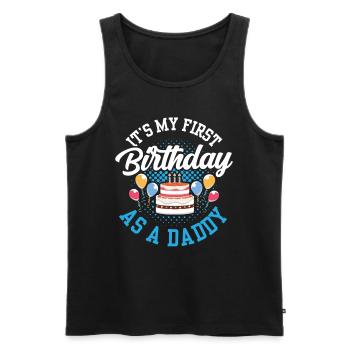 Mon premier anniversaire en tant que papa fête papa papa papa papa - Débardeur bio Premium Homme - noir - Devant - AI Model Male 178 light (178cm)