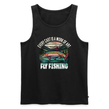 Every Cast is a Work of Art - Fly Fishing - Männer Premium Bio Tank Top - Schwarz - Vorne - Michal (187cm)