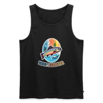 Retro Rainbow Trout Whisperer Gear for Fly Fishing - Männer Premium Bio Tank Top - Schwarz - Vorne - Michal (187cm)