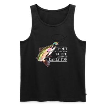Fly Fishing Trout The Only Thing Worth Getting Up - Männer Premium Bio Tank Top - Schwarz - Vorne - Michal (187cm)