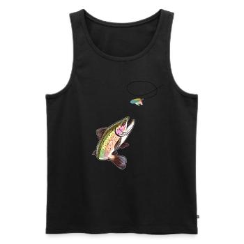 Trout Fly Fishing - Trout Biting a Fly Lure - Männer Premium Bio Tank Top - Schwarz - Vorne - Michal (187cm)
