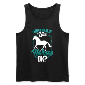J’aime beaucoup monter à cheval Cavalier - Débardeur bio Premium Homme - noir - Devant - AI Model Male 178 light (178cm)