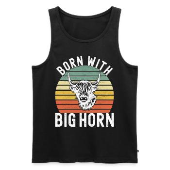 Vache des Highlands Hochlandkuh - Débardeur bio Premium Homme - noir - Devant - AI Model Male 178 light (178cm)
