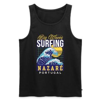 Big Wave Surfing Nazaré Portugal Surfeurs - Débardeur bio Premium Homme - noir - Devant - Michal (187cm)