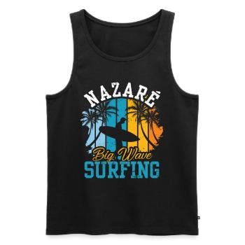 Nazaré Big Wave Surfing Waves Surfer Surfing - Men's Premium Organic Tank Top - black - Front - AI Model Male 178 light (178cm)