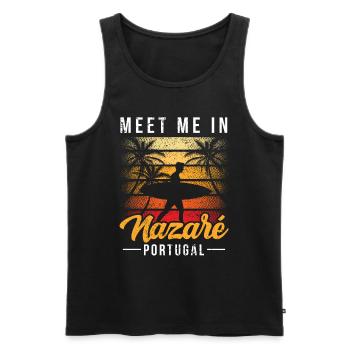 Rencontrez-moi à Nazaré Portugal Surfer Surfing - Débardeur bio Premium Homme - noir - Devant - Michal (187cm)