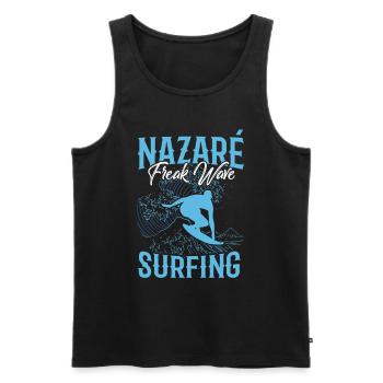 Nazaré Freak Surf Vagues Surfer Surf - Débardeur bio Premium Homme - noir - Devant - AI Model Male 178 light (178cm)