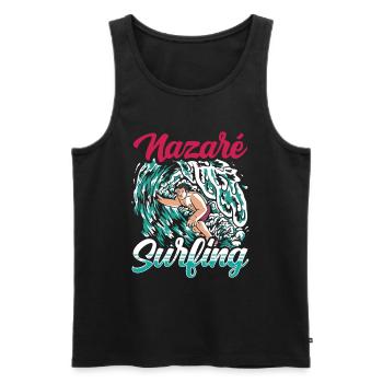 Nazaré Surf Vagues Surfer Surf - Débardeur bio Premium Homme - noir - Devant - Michal (187cm)