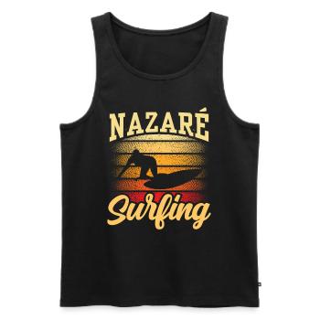 Nazaré Surfing Surfer Surf Vagues - Débardeur bio Premium Homme - noir - Devant - Michal (187cm)