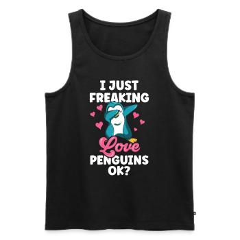 J’adore les pingouins juste ok pingouin animal mignon - Débardeur bio Premium Homme - noir - Devant - Michal (187cm)