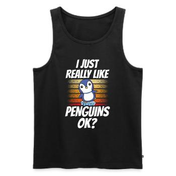 J’aime juste les pingouins beaucoup pingouin animal mignon - Débardeur bio Premium Homme - noir - Devant - Michal (187cm)